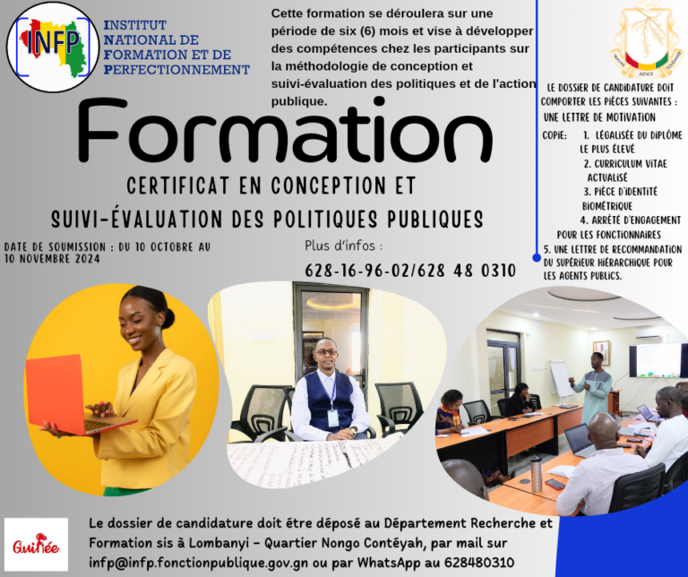 APPEL A CANDIDATURE: CERTIFICAT EN CONCEPTION ET SUIVI-EVALUATION DES POLITIQUES PUBLIQUES