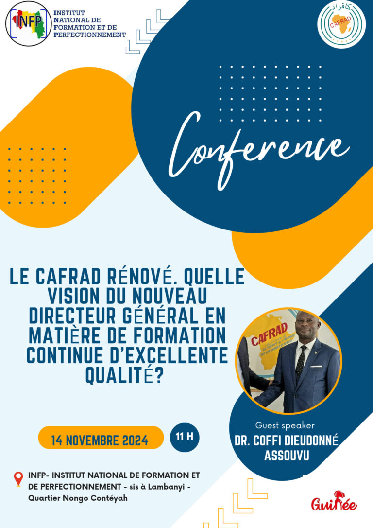 conference | theme: le 𝐂𝐀𝐅𝐑𝐀𝐃 rénové: quelle vision du nouveau Directeur général en matière de formation continue d’exellence qualité?